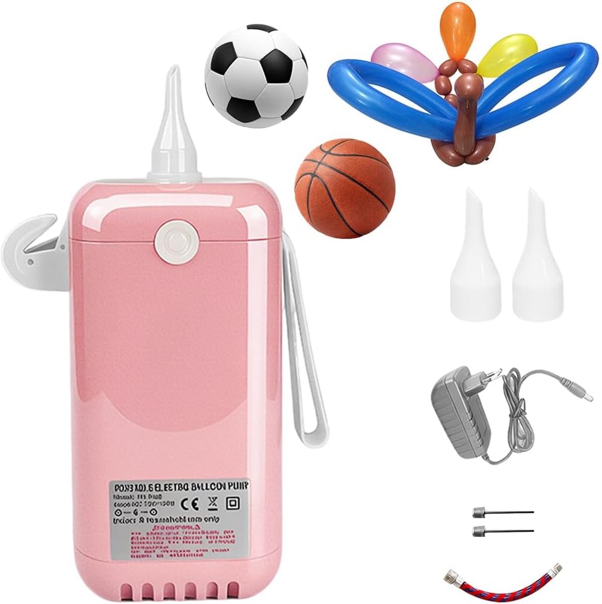 Elektrische ballonpomp, ballonpomp voor modelleerballonnen, draagbare ballonpomp, elektrische balpomp, ballonpomp voor 260Q lange ballonnen, folieballonnen, sportballen, feestdecoratie