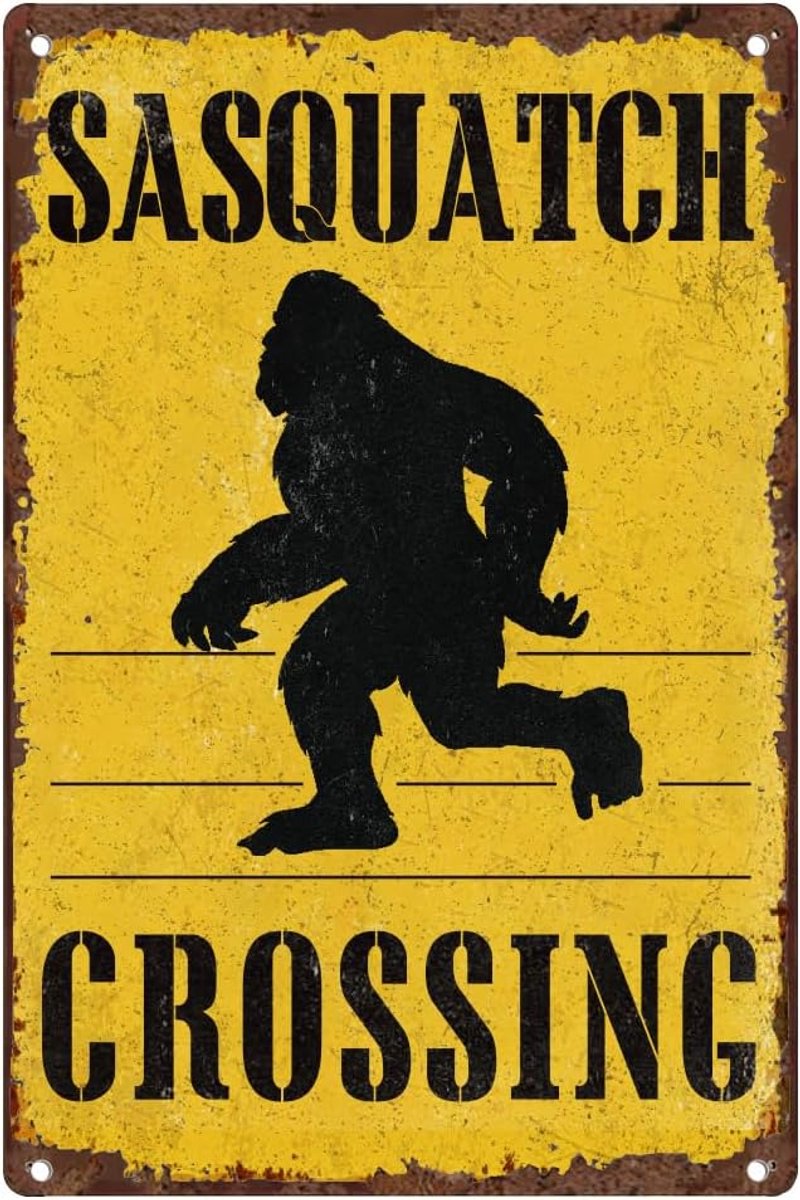 Sasquatch Crossing Metalen Tinnen Bord Retro Poster voor Thuis, Garen, Man Cave Muurdecoratie 20 x 30 cm