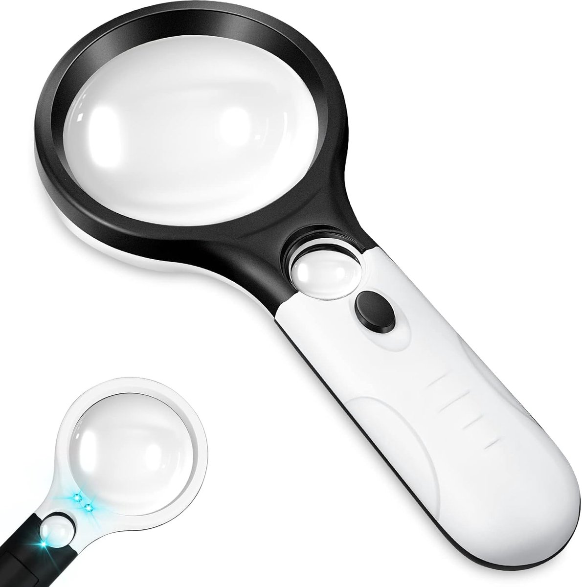 Vergrootglas met licht, 10X 30X leesloep, handloep met dubbele lens voor ouderen om te lezen, cadeaus voor ouders en kinderen