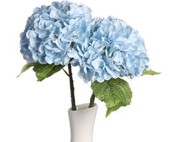 Huaao 2 stuks grote kunstmatige hortensia, bloemen, net als echte lange stengel, hortensia, bloemstuk, boeket, decoratie voor bruiloft, kantoor, middenstuk, woonkamer, feest, blauw