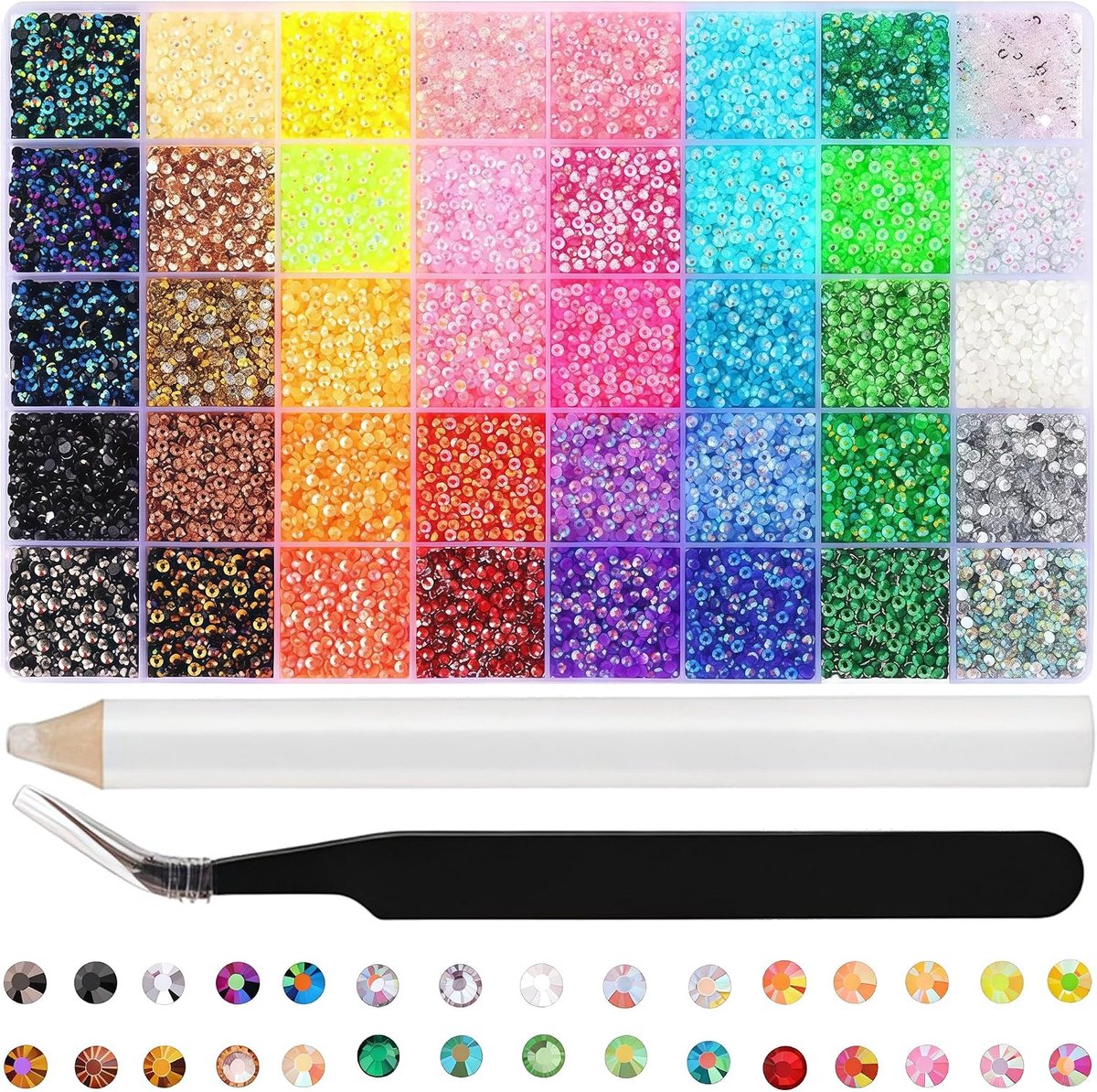 Kit 40000 stuks, 40 kleuren Strass, 3 mm