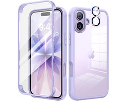 Seacosmo voor iPhone 17 Hoesje 360 graden volledige Bescherming met Ingebouwd Glas Schermbeschermer & Cameralensbeschermer, iPhone 17 Schokbestendige Case, Paars