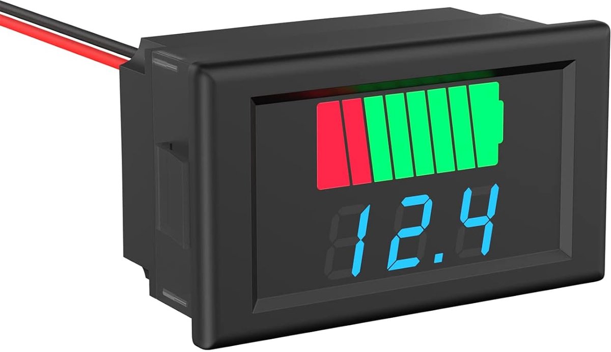 2-in-1 batterijcapaciteitsindicator, 12 V, 24 V, 36 V, 48 V, 60 V, digitale led-batterijtester, waterdicht blauw display