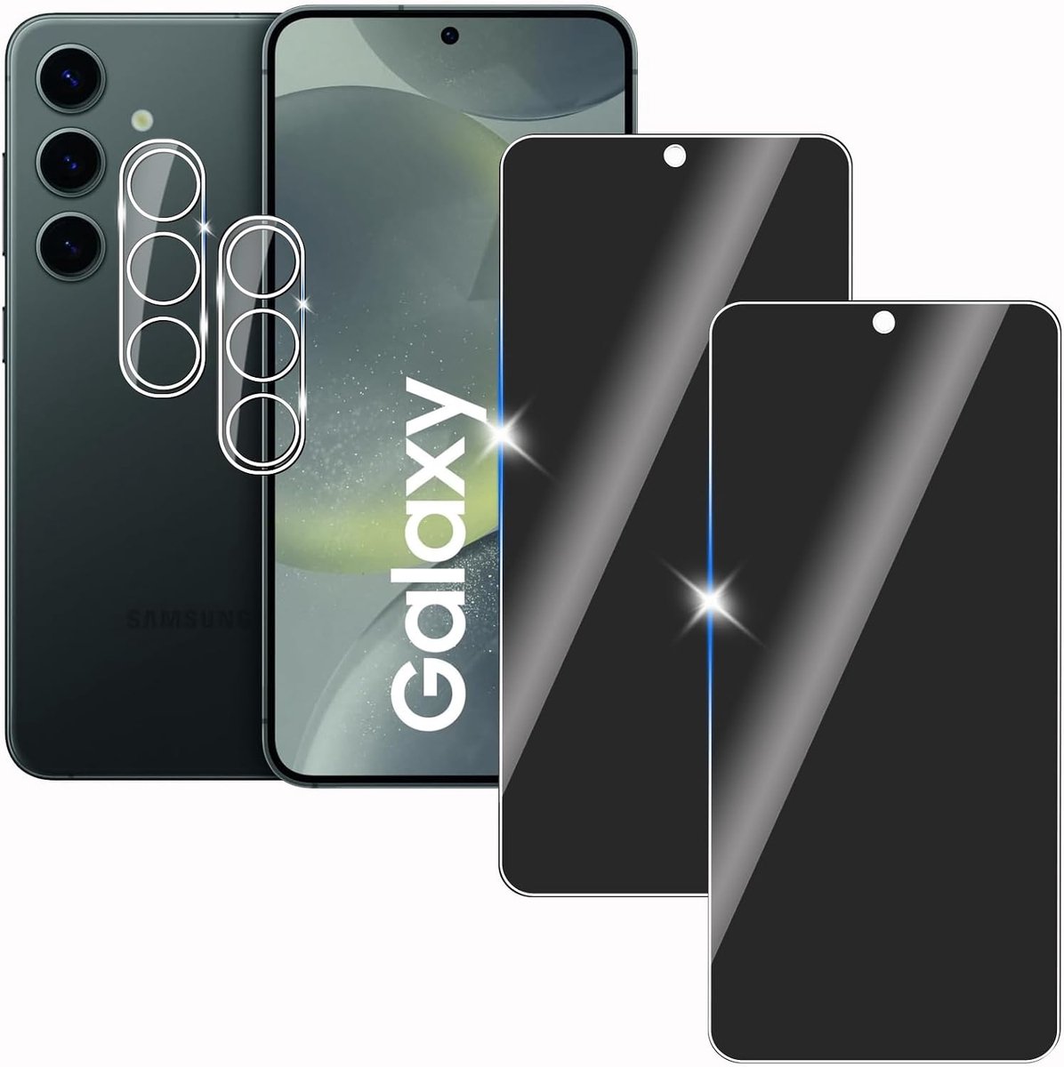 【2+2 stuks】voor Samsung galaxy S24 privacy scherm met camera beschermer, anti-snoop privacy film, anti-spion beschermglas film,privacy scherm, 9H hardheid, krasbestendig