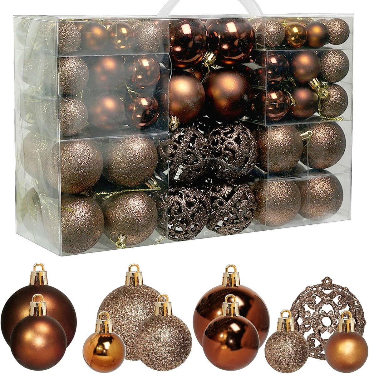 Kerstballen, Kerstboom Ballen Set, Decoratieve Hangende Ballen 3/4/6cm, Geschikt voor Xmas, Ramen, Kerstkransen, Kerstdecoraties Ornamenten, Bruin