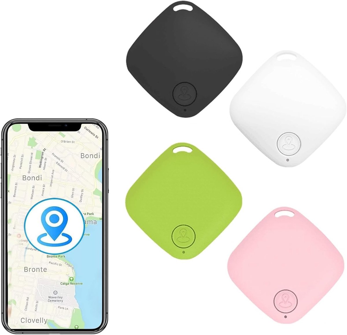 4 stuks sleutelzoekers, slimme Bluetooth Tracker Item Locator met Anti-Lost Alarm Herinnering, Bluetooth Phone Tracker Tag Compatibel met Android en iOS, Geschikt voor Kinderen Huisdieren Portemonnee