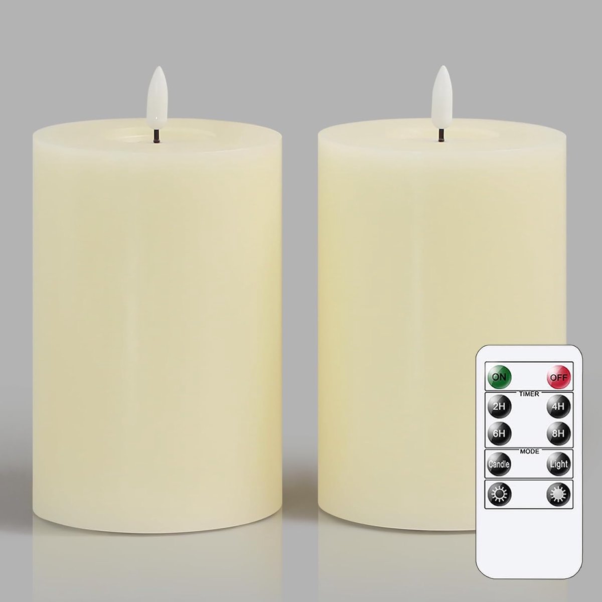 Flikkerende LED-kaarsen 10cm x 15cm Echte Was Ivoor Met Afstandsbediening Waskolie Set van 2 Timer Batterijgevoed Nep Warm Licht Paal Voor Huis Banket Ceremoniedecoratie