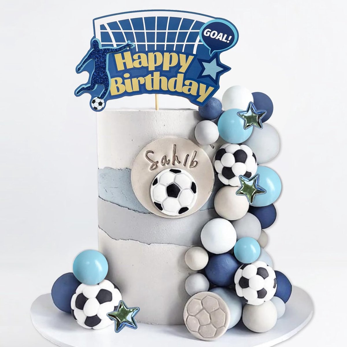 35 stuks voetbal taarttoppers voetbal taartdecoratie voetballers fijne verjaardag taartprikkers met kleurrijke ballen voetbalmodel voor mannen jongens