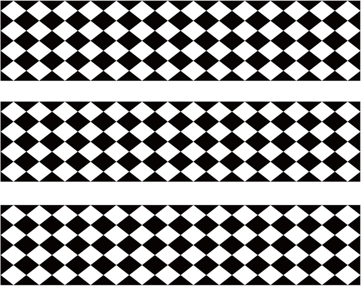 Eetbare Taartdecoratie, 28x6,2cm Zwart-Wit Diamantpatroon Eetbare Taartrandstrips Gemaakt van Kleefrijstpapier voor een Themaverjaardagsfeest