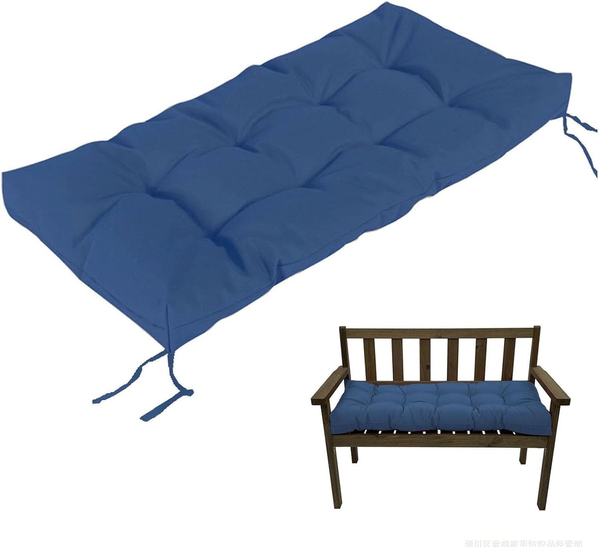 Generisch 8Cm Dick Bankauflage Outdoor, Weich Sitzkissen Sitzbankkissen für Den Außenbereich, rutschfeste Bankkissen Wasserfest Polster Auflagen Sitzauflage Für Gartenbank,Blau,120x60cm