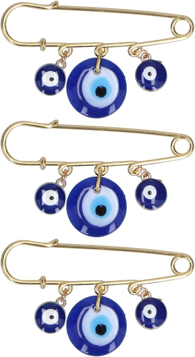 3-delige set met evil eye, gelukkige ogen voor welzijn en geluk, blauwe kleur, One size