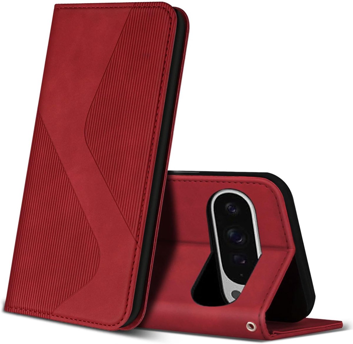 Hoesje voor Google Pixel 9 Pro XL, PU Kunstleer Bookcase Telefoonhoesjes met [Kaartsleuven] [Stand], Flip Case Beschermhoesje voor Google 9 Pro XL (Rood)