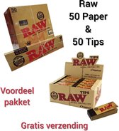 RAW Classic rolling paper (50 stuks) + RAW TIPS (50 STUKS)