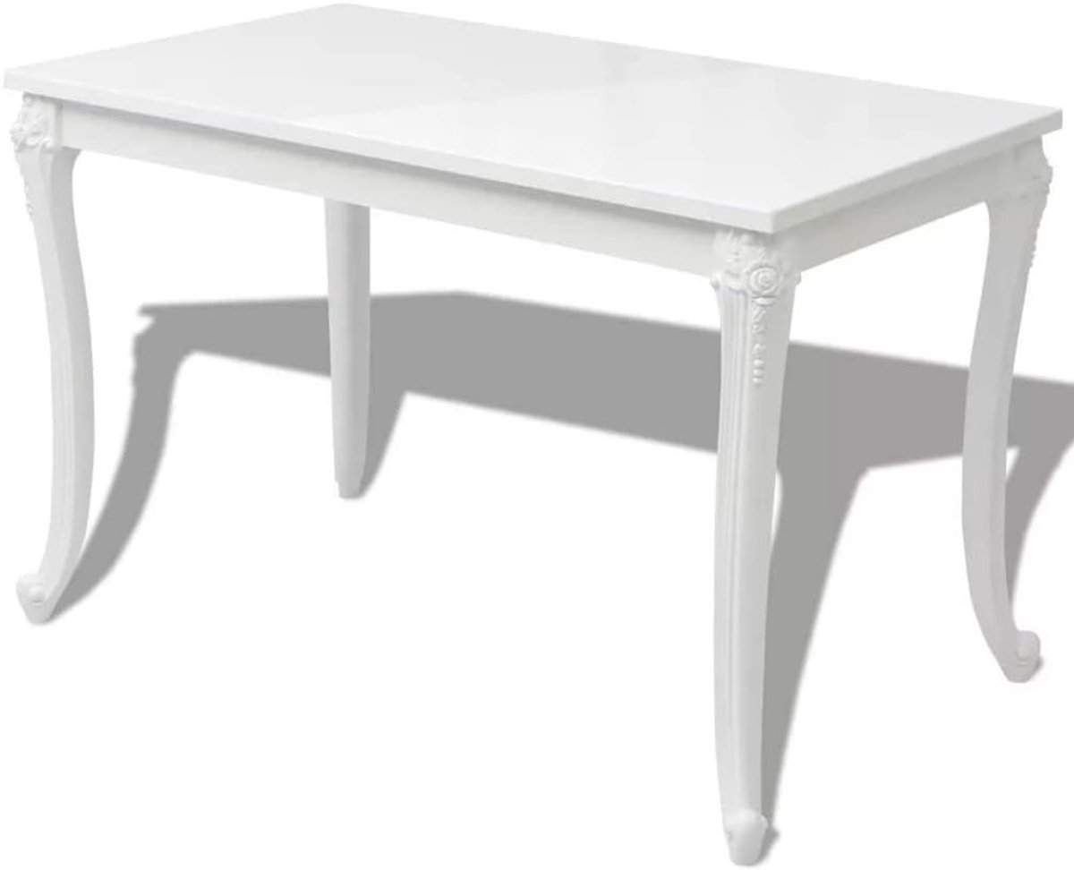 Rechthoekige eettafel, eetkamertafel, keukentafel, 116 x 66 x 76 cm, voor keuken of eetkamer, hoogglanzend wit