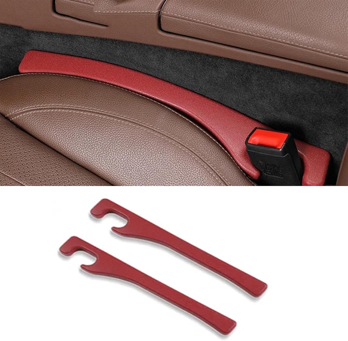 Autostoelvulpen voor Peugeot 301/307 / 308/3008 Hybrid/BlueHDi/PureTech, zijdelingse stoelvulling voor stoelen, valbescherming, rood, 2 stuks