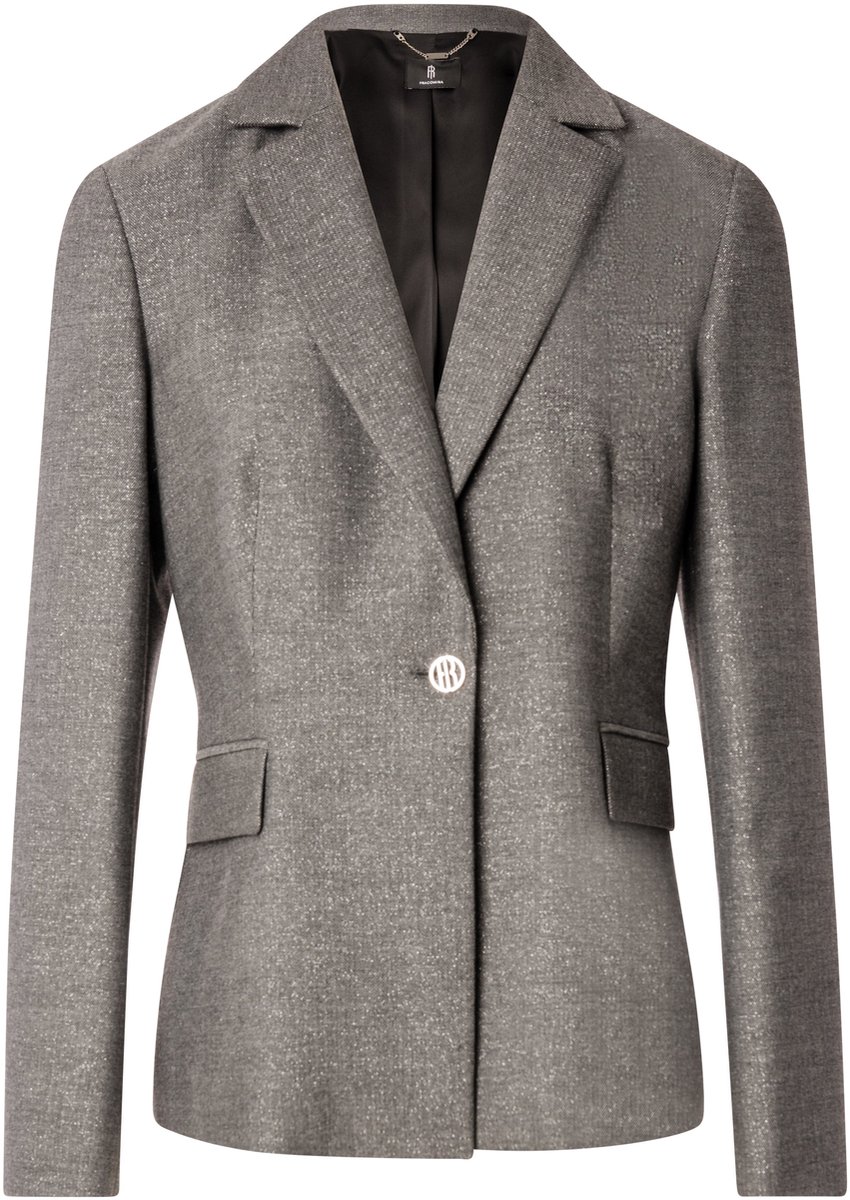 Fracomina blazer grijs met glinsterende draad en één knoop voor dames - L (40)