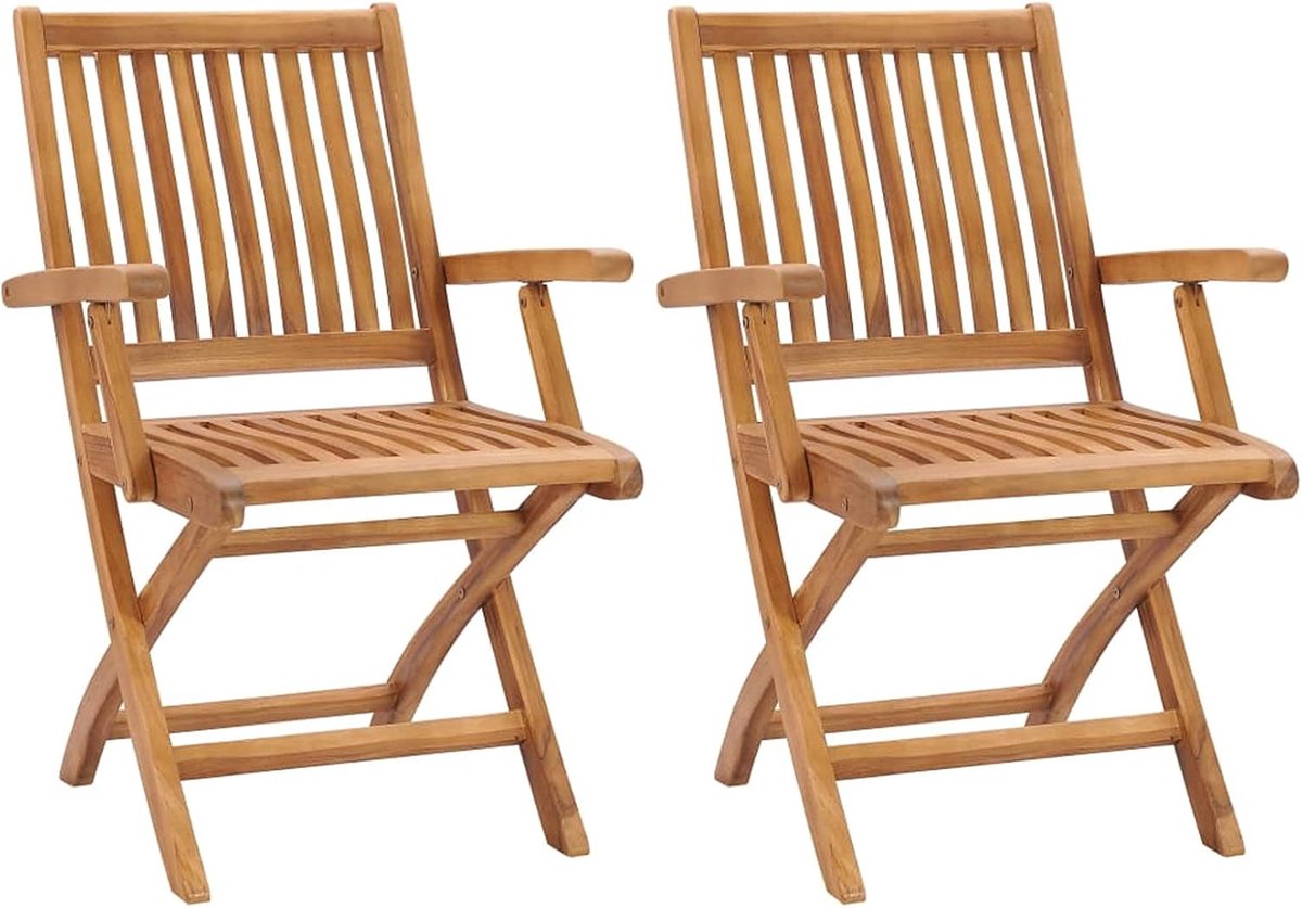 Teak massief tuinstoel, inklapbaar, klapstoel, tuinstoelen met armleuningen, hoge rugleuning, klapstoel, tuinstoel, stoel, balkonstoel, tuinmeubelen, terrasstoel, houten stoel, 2 stuks