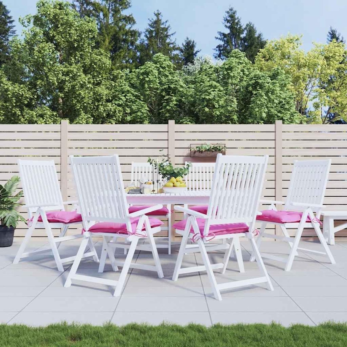 6 stuks stoelkussens, roze, 50 x 50 x 7 cm, met PP-holle vezelvulling en antislip koorden van duurzaam, waterafstotend Oxford-weefsel, voor tuinmeubelen en binnenshuis