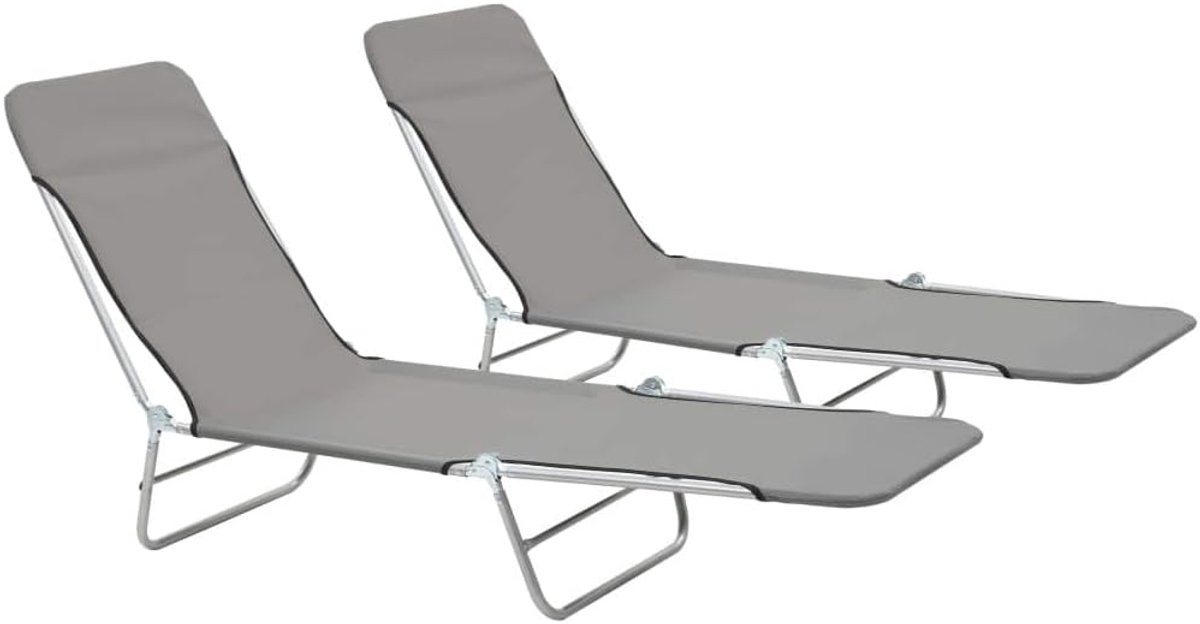 Inklapbare ligstoelen | 2 stuks ligbed ligstoel | klapbed verstelbare rugleuning max. tot 120kg | voor tuin, terras en balkon 56 x 182 x 24,5 cm