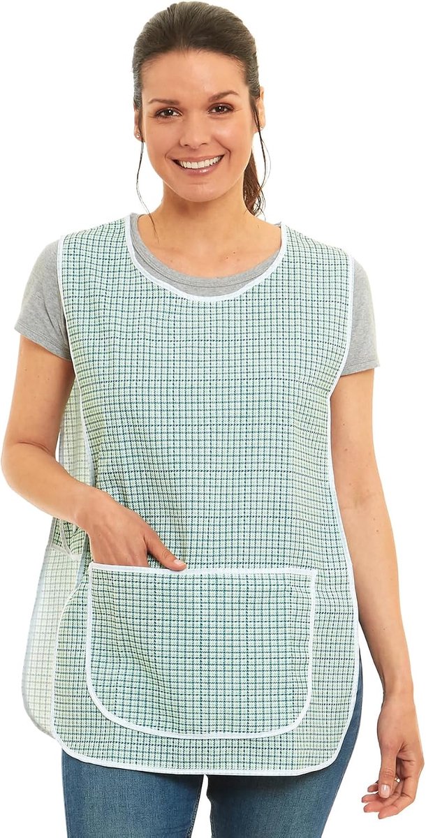 Hondentand ontwerp met biezen tabard schort overall voorvak stijlvolle tabellen voor vrouwen casual schorten voor vrouwen om te gebruiken in huis, keuken, restaurants, coffeeshops, UK Made