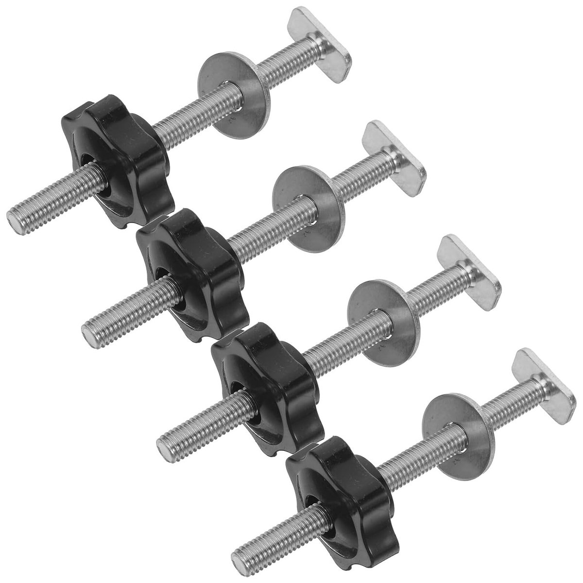 4 Stuks Delige T Track Bouten met Stervormige Handknop Rvs Wasmachine Antislip Klemknoppen voor Houtbewerking Jig Bevestiging Vervanging