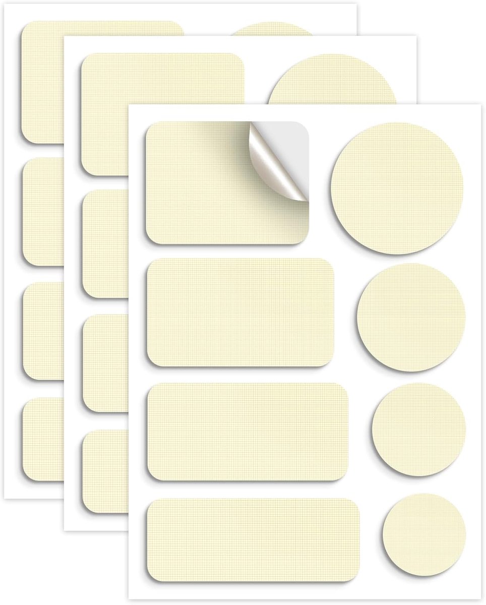 Reparatieset – patches voor donsjack, zelfklevende stof, waterdicht en scheurvast, nylon reparatiepatches voor jas, tent en slaapzak, wit