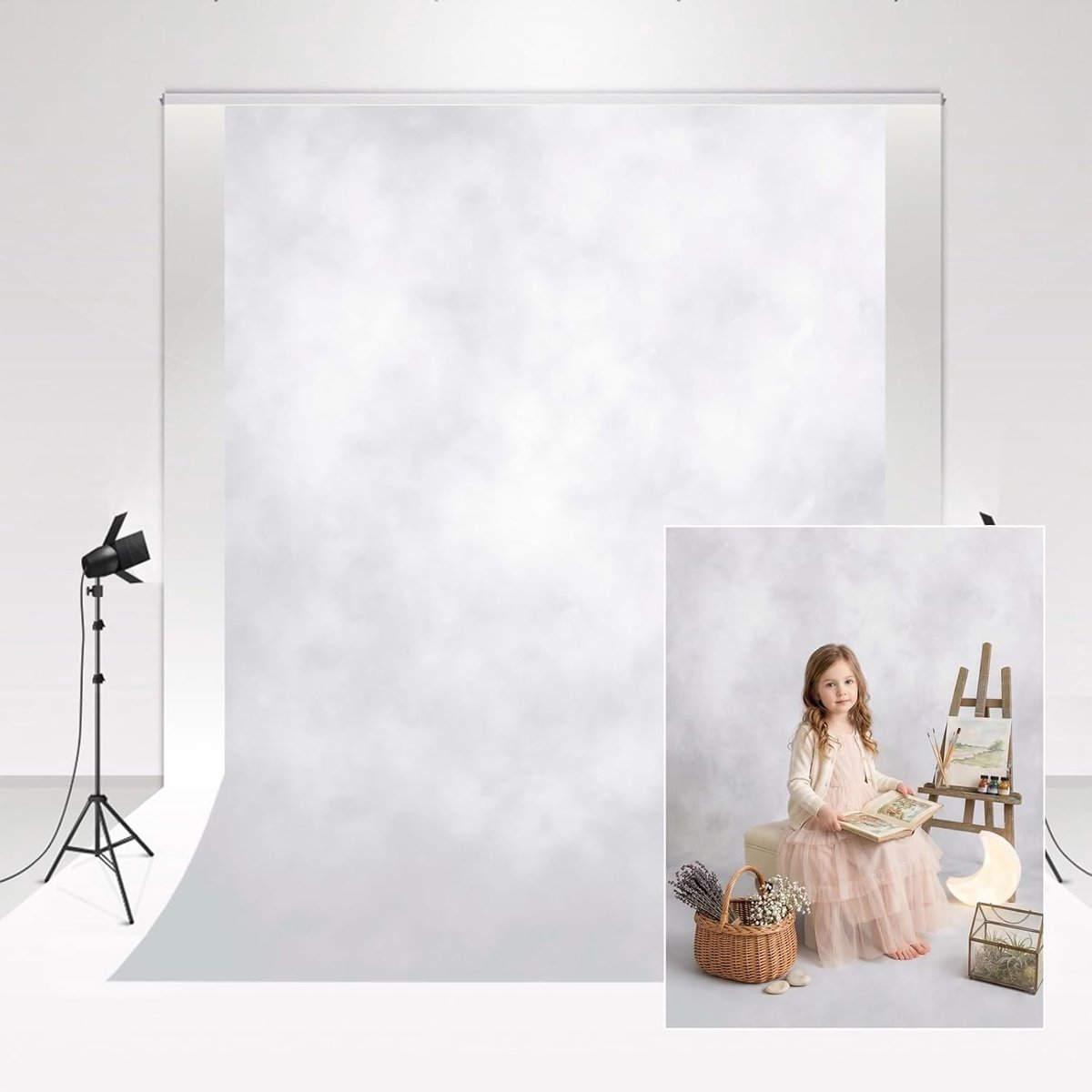Fotoachtergrond wit 2 x 3 m vintage foto studio smokey grey portretachtergrond voor pasgeborenen portret shooting fotoachtergrond