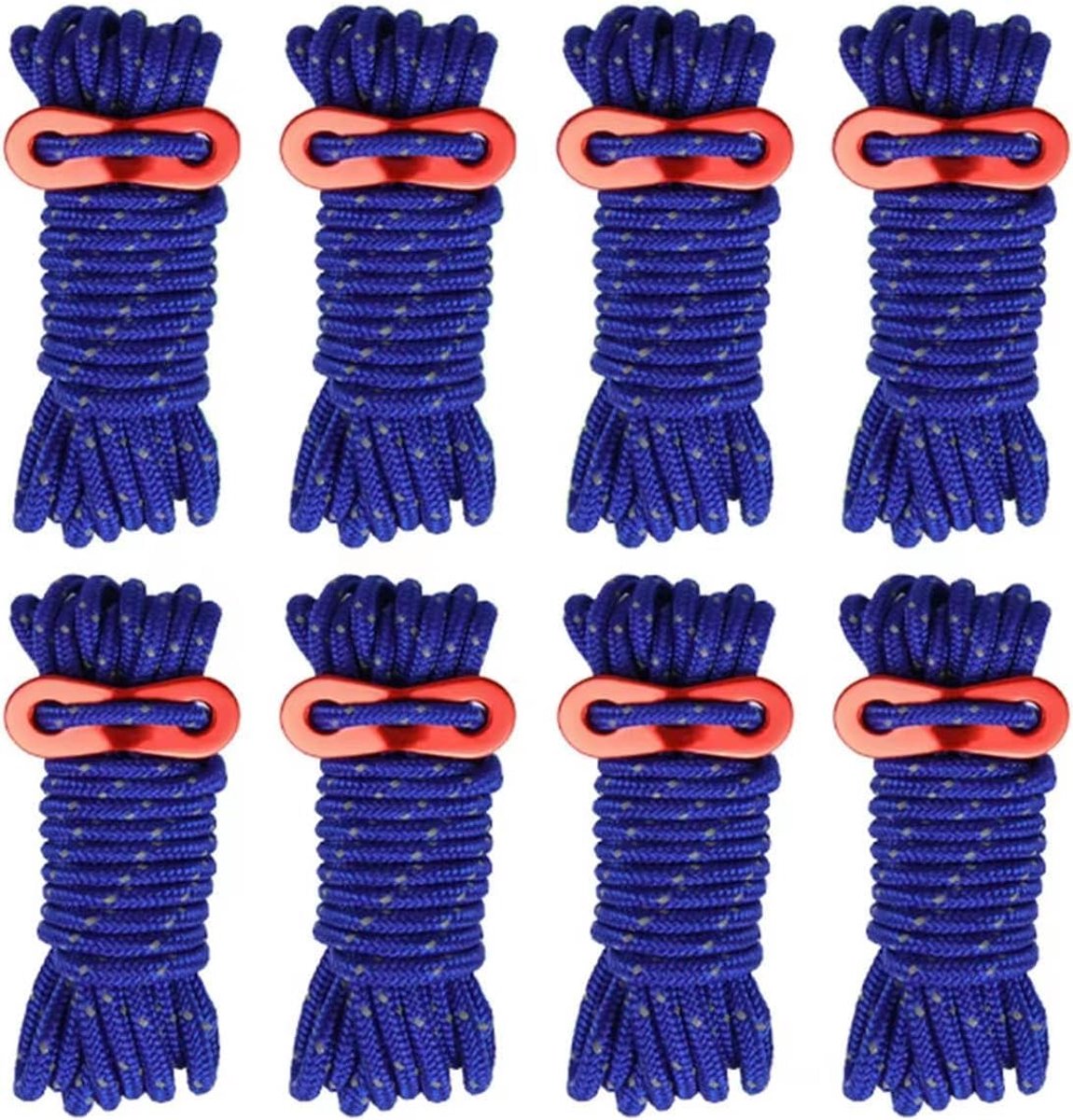 8 stuks 4 mm ultralichte tentkoorden met aluminium spanner voor buiten camping guylines touwen voor tentzeil, luifelschuilplaats, kamperen, wandelen, backpacken (blauw)