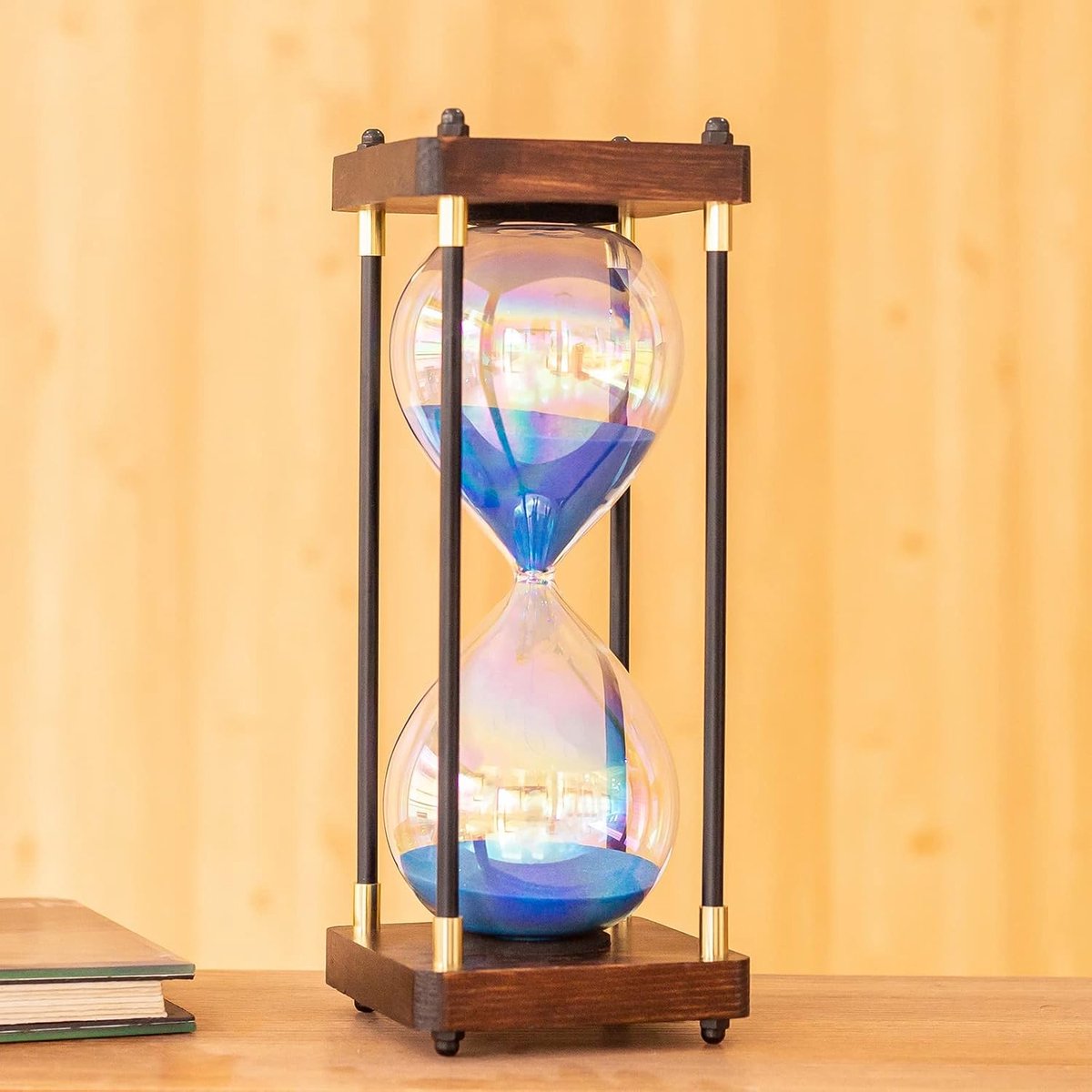 Zandloper 60 Minuten - Regenboogglas Decoratie Voor Huis, Bureau en Bruiloft - Blauw Cadeau