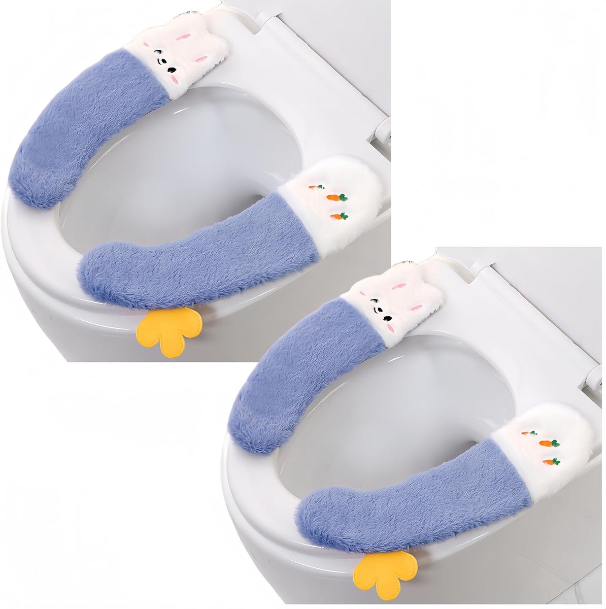 2 paar verdikte kleverige wc-stoelhoes - mooie winter wasbare pluche kussen pad - zachte toiletbril