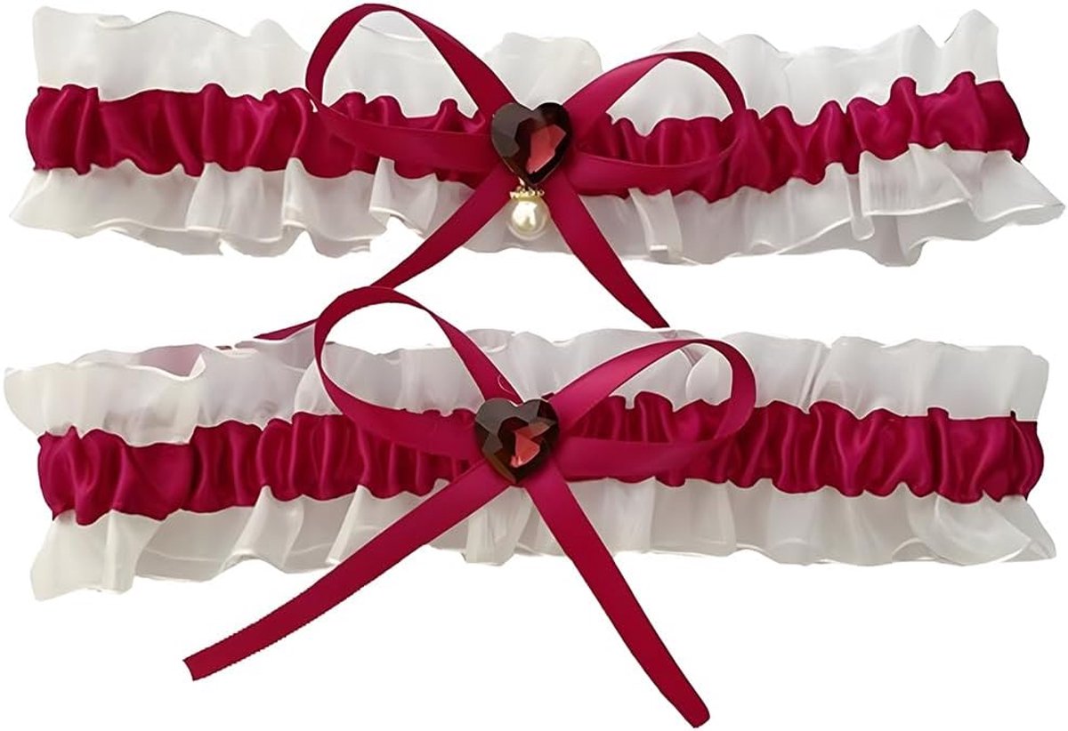 Kousenband bruid kant bruiloftskousenband met strik rood wit kant bloem bruidskous bloemenornamenten vintage traditie sexy boog garterss voor hoogwaardig cadeau bruiloft