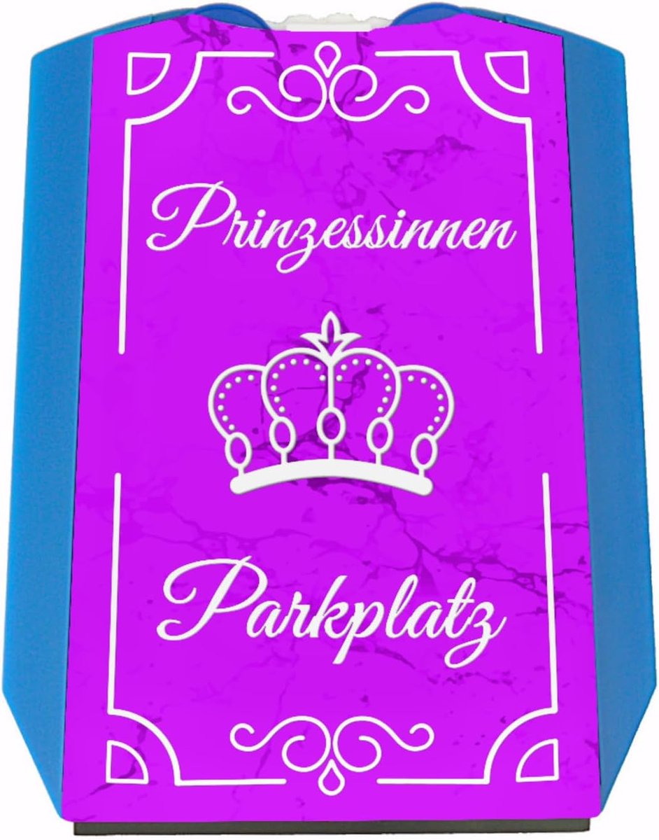 Speecheese Princess Parkeerschijf met witte lijst en 2 winkelwagenchips met grappige tekst. Cadeau voor een vrouwelijke chauffeur, winkelcadeau, cadeau voor vrouwen, parkeermeter dame.
