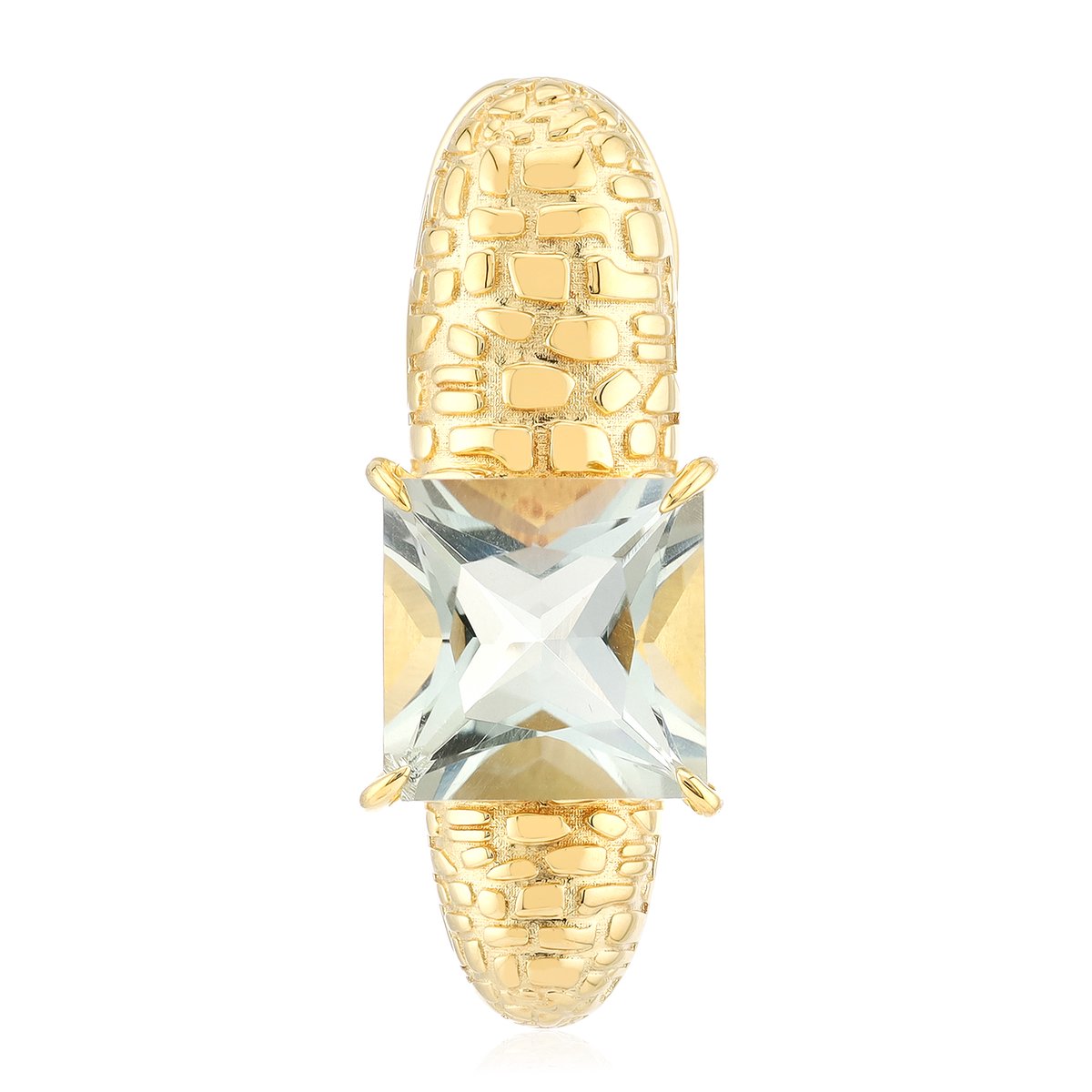 Cavill - Hanger 925 Sterling Zilver Verguld - 2,177 ct Groene Amethist Prinsessenslijpsel - Vierkant Design - Luxe Dames Sieraden