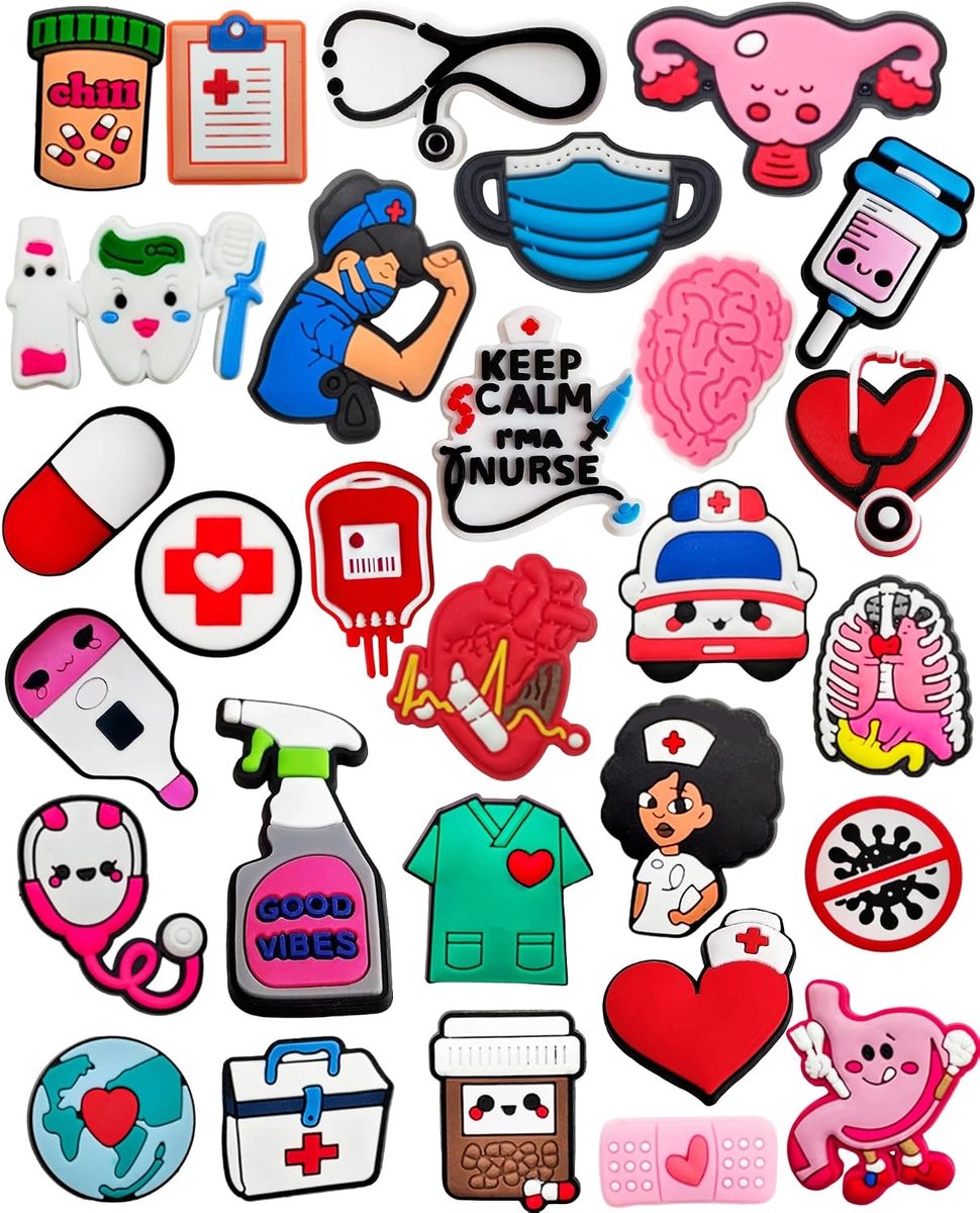 Bedels, dokters verpleegkundigen thema bedels voor schoen polsband decor, PVC schoen charme accessoires voor feestgunsten verjaardag afstuderen geschenken