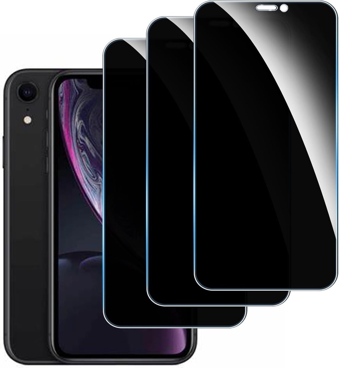 【3 stuks】privacy schermbeschermer voor iPhone 11/iPhone XR,Anti-Spy aangemaakte glas Screen Protector,9H hardheid,Gemakkelijk te Installeren,Anti-kras,Geen Luchtbellen