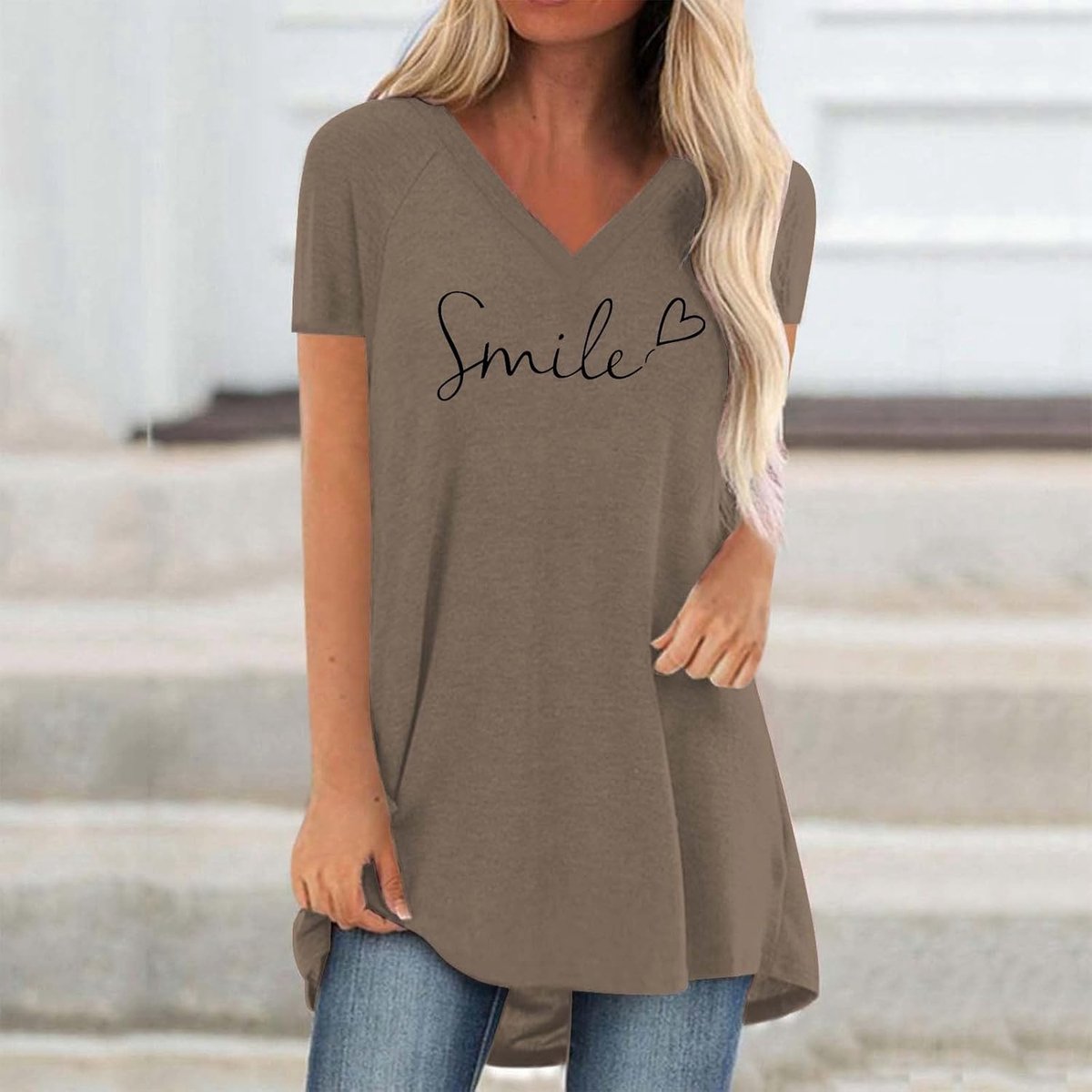 Oversized T-shirt met korte mouwen, losvallend, zomerse top