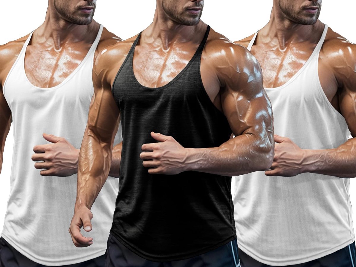 Tanktop voor heren, sportschool, mouwloos, voor training, bodybuilding