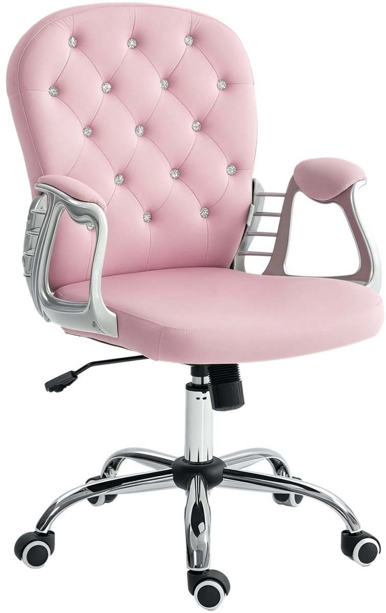 Atlasyx bureaustoel - Draaistoel - Bureaustoel roze - Kantoorstoel - Bureaustoelwielen - Verstelbare Hoogte - 59 x 60 x 93-103 cm