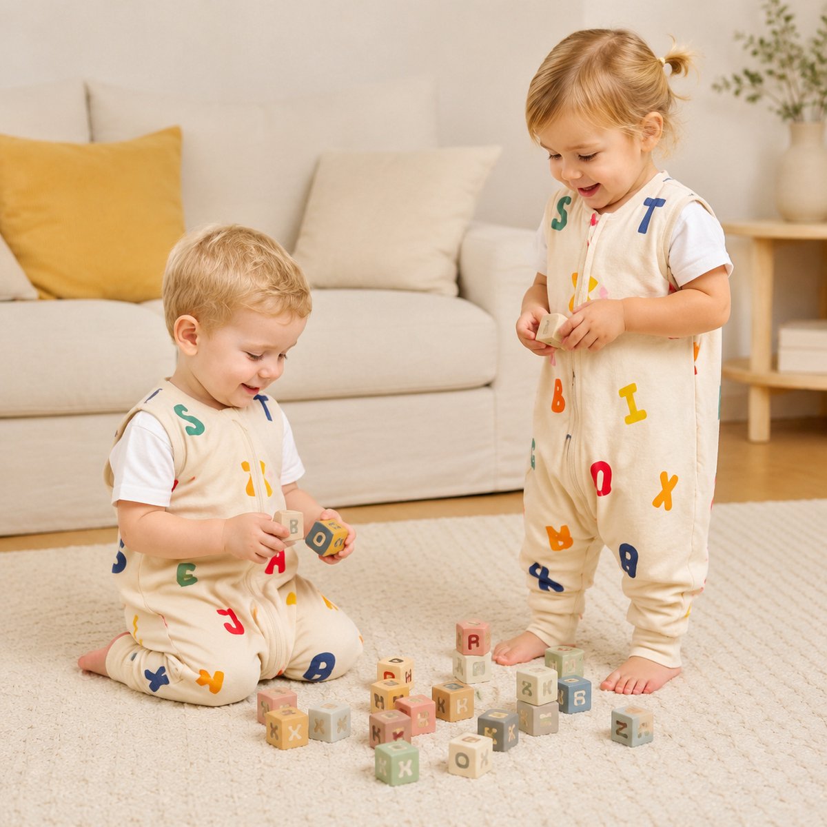 Baby Slaapzak met Benen – Pyjama Slaapoverall TOG 1.0 – Licht Gewatteerd – ABC - Voor Slapen, Kruipen & Spelen – Zonder Voetjes voor kinderen tot 3 jaar