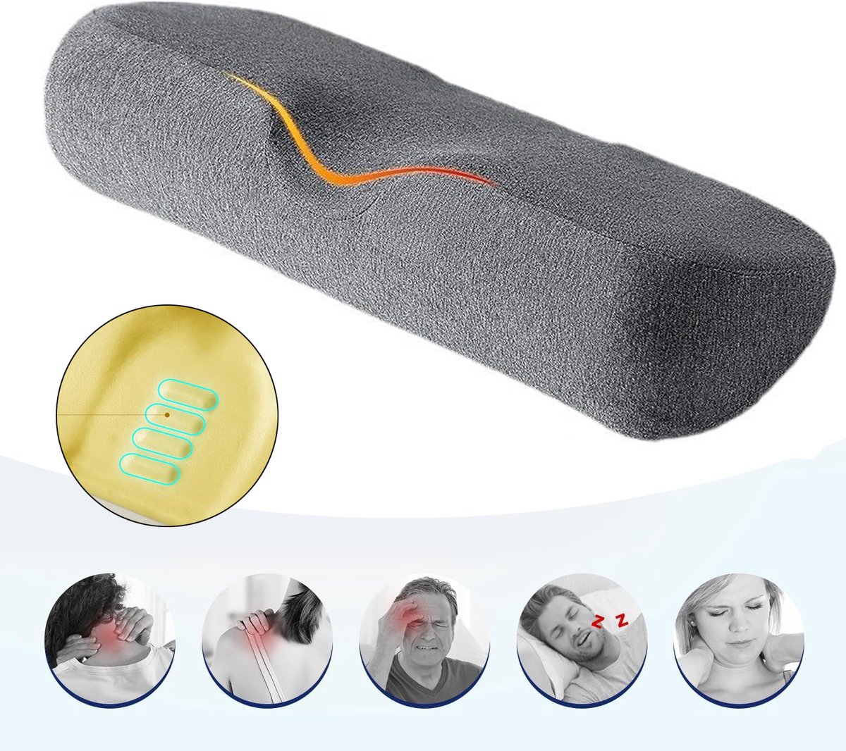 Neksteunkussen Van Traagschuim - Nekkussen - Nekrolkussen Voor In Bed - Orthopedisch Kussen - Hoofdkussen