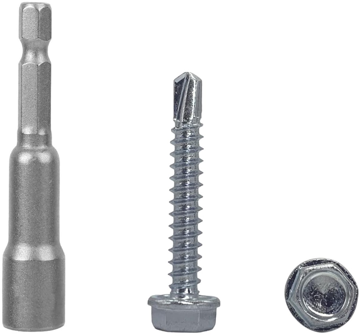 (verpakking van 150 stuks) DIN 7504 K verzinkt staal, 4,8 x 32 mm schroeven, zelfborende plaatmetalen schroef, zeskantsluitring, zelftappend (150, 4,8 x 32 mm)