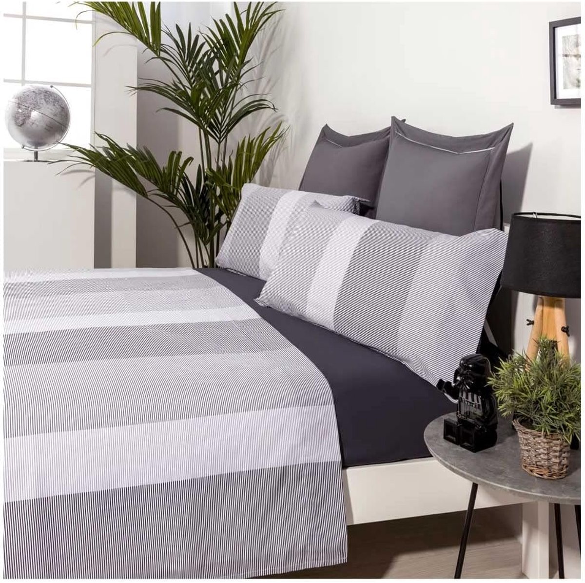 Dekbedovertrek, Grijs, 50% Katoen, 50% Polyester, Voor Bedden met 200 x 190/200 cm
