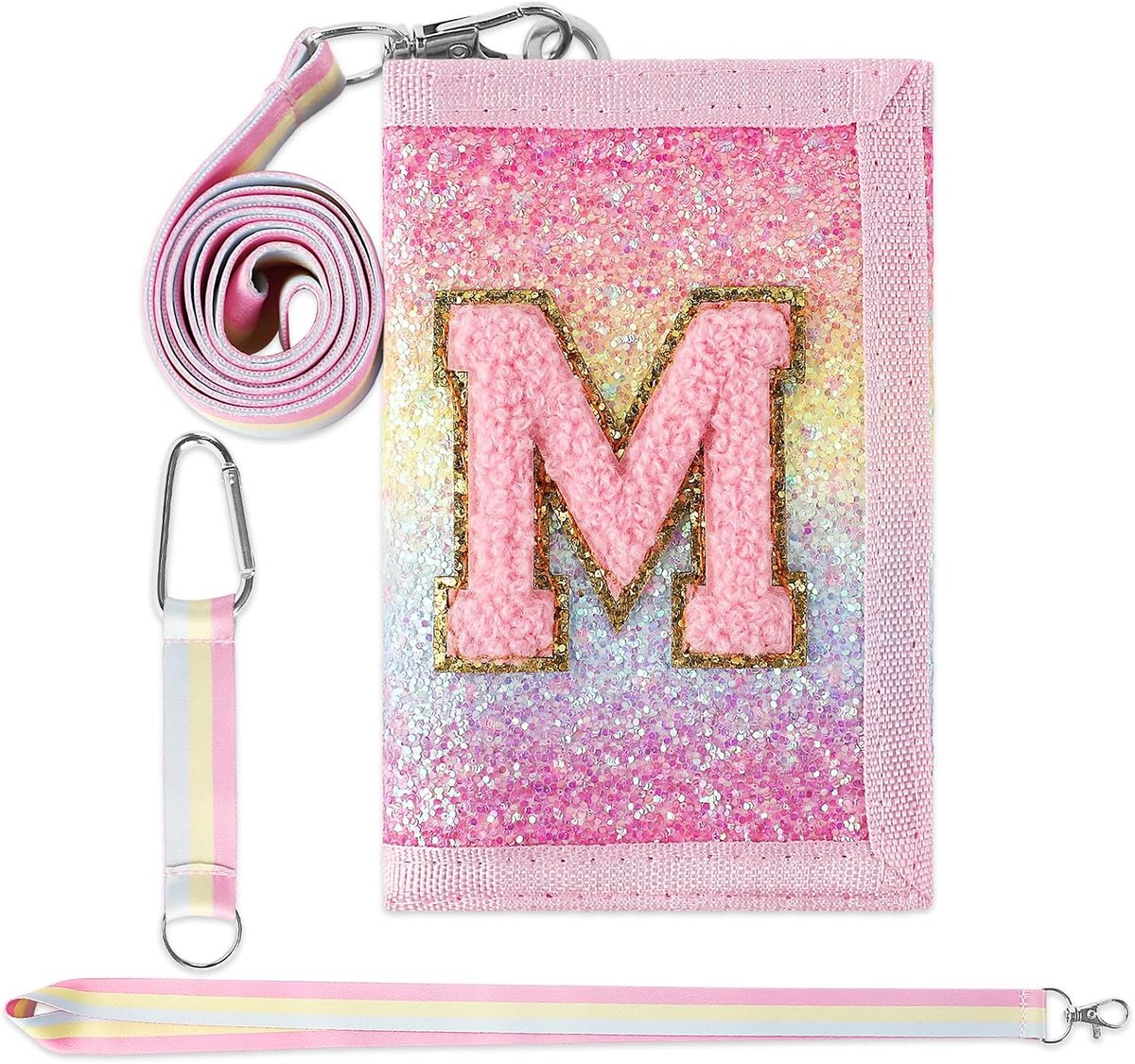 Kinderportemonnee, letters A-Z meisjes cartoon portemonnee, baby portemonnee met karabijnhaak, omhangband, voor kinderen, M, 12x8x2cm, Modern