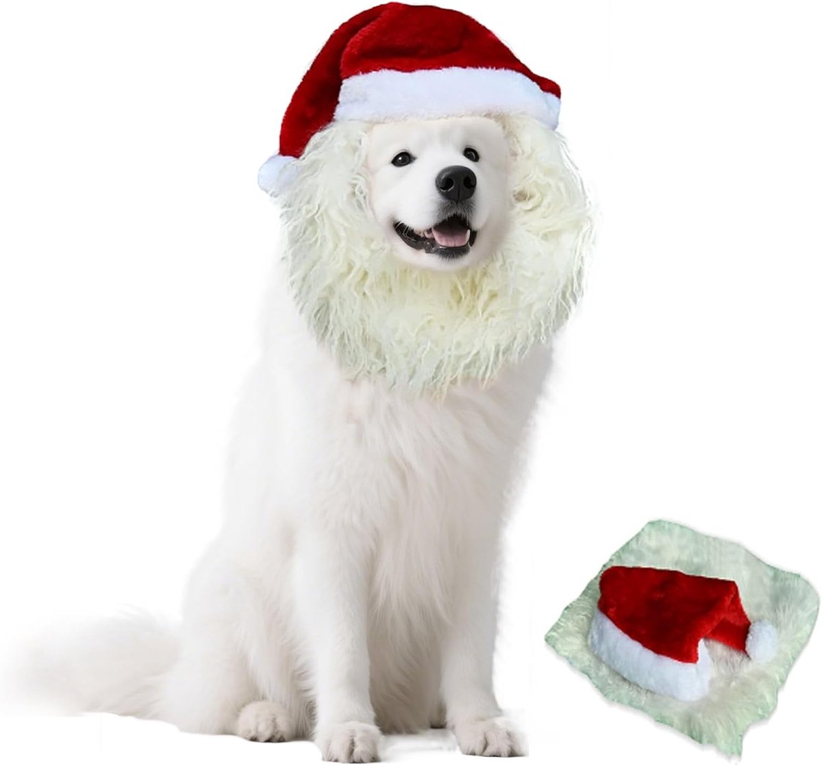 Kerstmuts Leeuw Pruik, Modieuze Hond Kersthoed, Komische Kerst HondHoed, Veranderend In een Grapjas HondKerst Outfit Nieuwjaarskleding Accessoires voor Huisdier Kat Hond