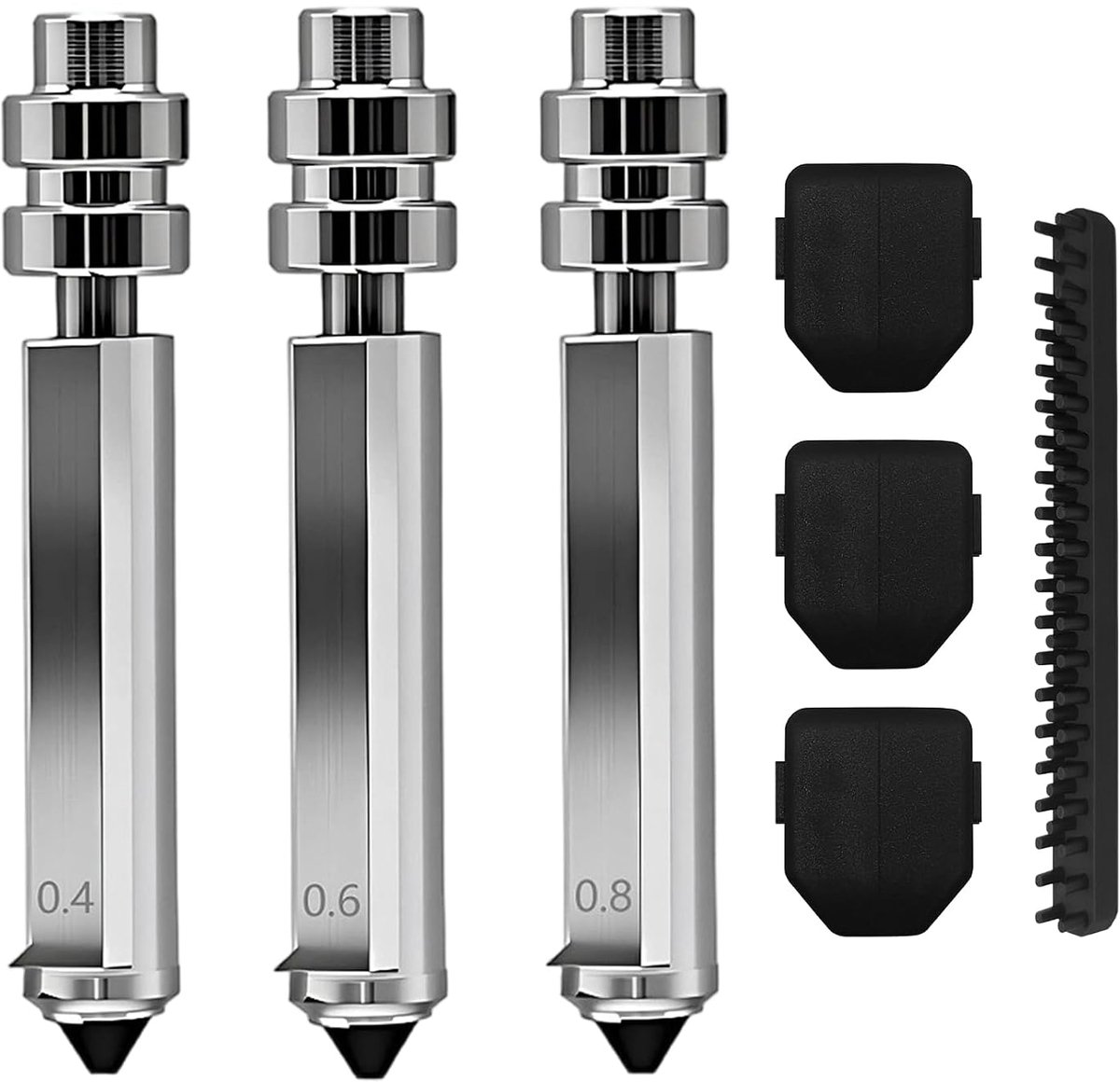 3 stuks geïntegreerde gehard stalen mondstukken 0,4 mm 0,6 mm 0,8 mm voor Kobra X Combo Quick-Swap High Flow High Speed Throat Tube stalen mondstukken Kobra X vervangende printkop hotend kit voor