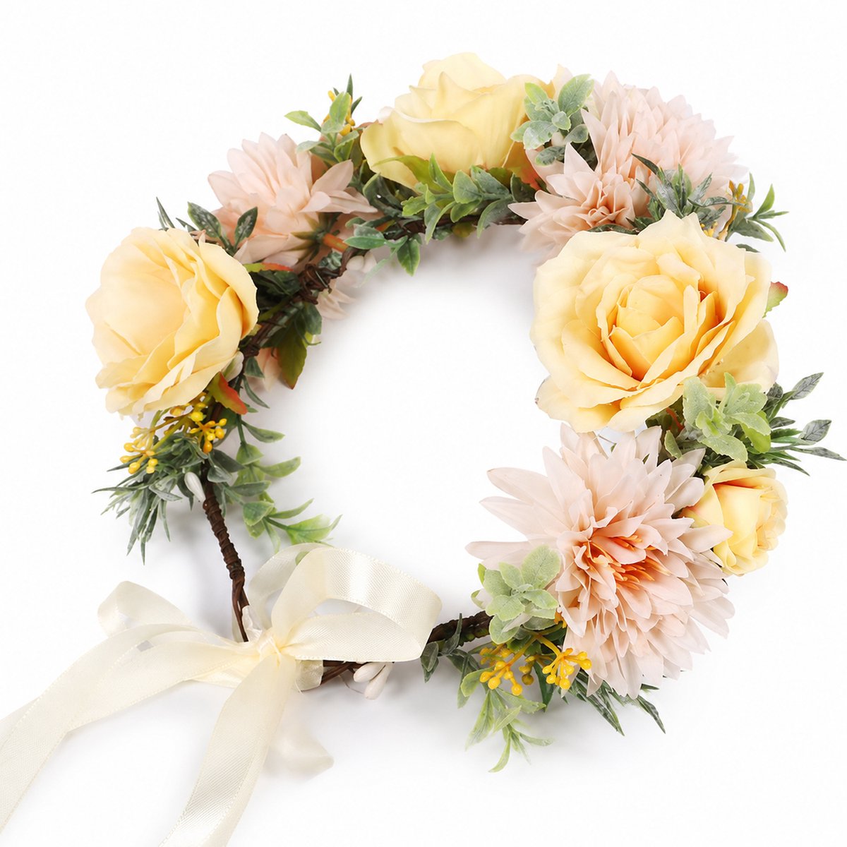 Haaraccessoire - Bloemenhaarband - Hawaiiaanse Lei - Kunstbloemen Haarstuk - voor Bruiloft, Feeën Verkleed en Kinderen Fotoprops - Feestelijke Haaraccessoire