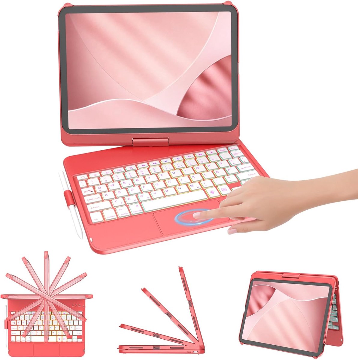 Beschermhoes voor iPad A16 met trackpad-toetsenbord 360° voor 11e/10e