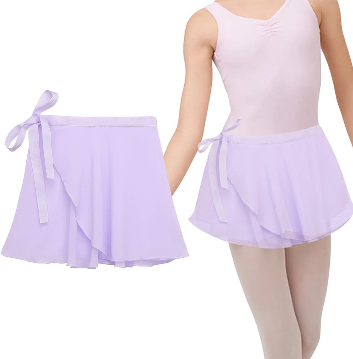 Balletrok voor meisjes, chiffon, ademend en zacht, voor kinderen, paars, met verstelbare taille voor gymnastiek