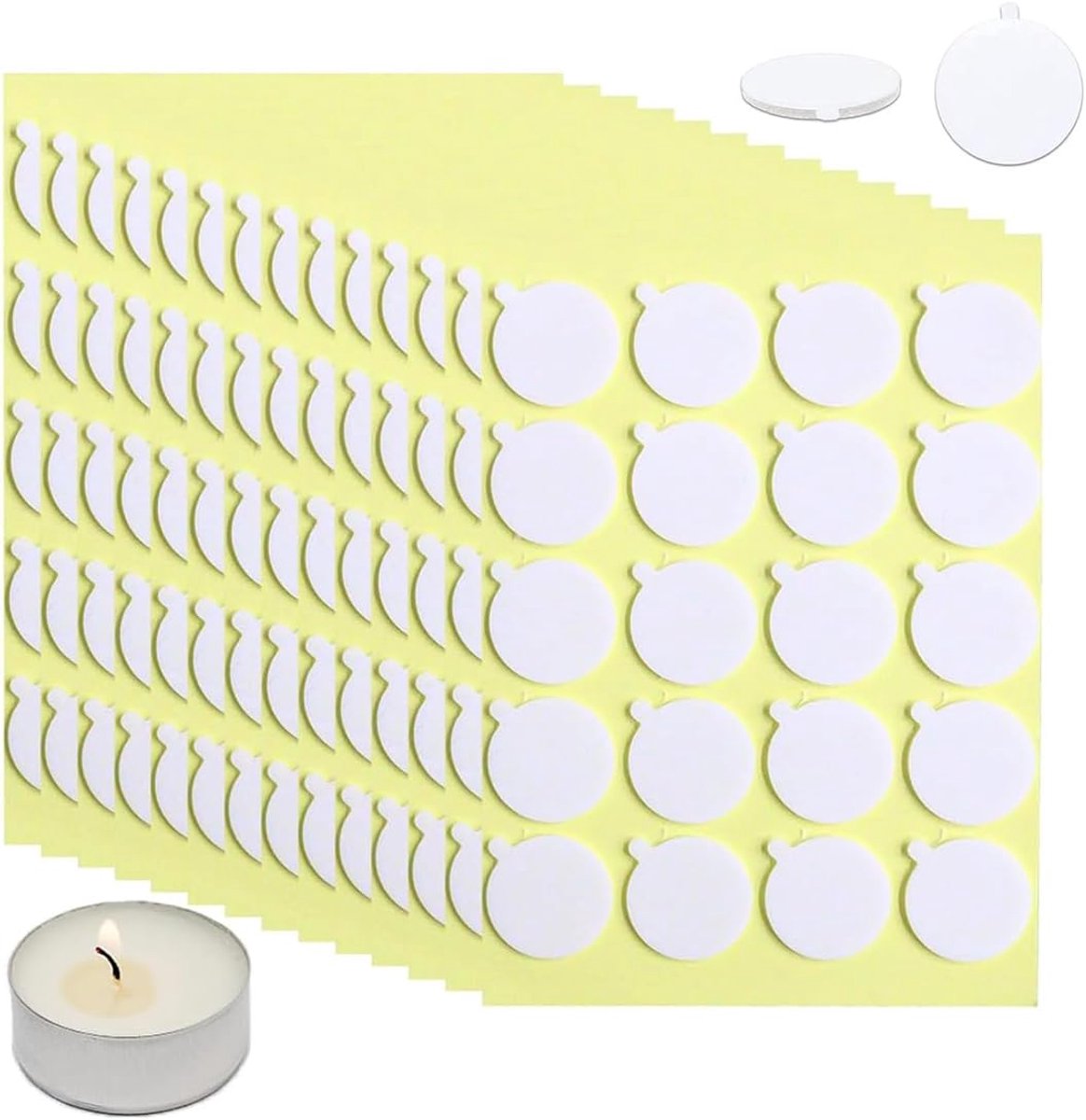 400 stuks lontstickers voor kaarsen, diameter 2 cm, hittebestendige dubbelzijdige kleefpads, houdt stevig in hete was, ideaal voor kaarsenmaken en doe-het-zelf-knutselprojecten
