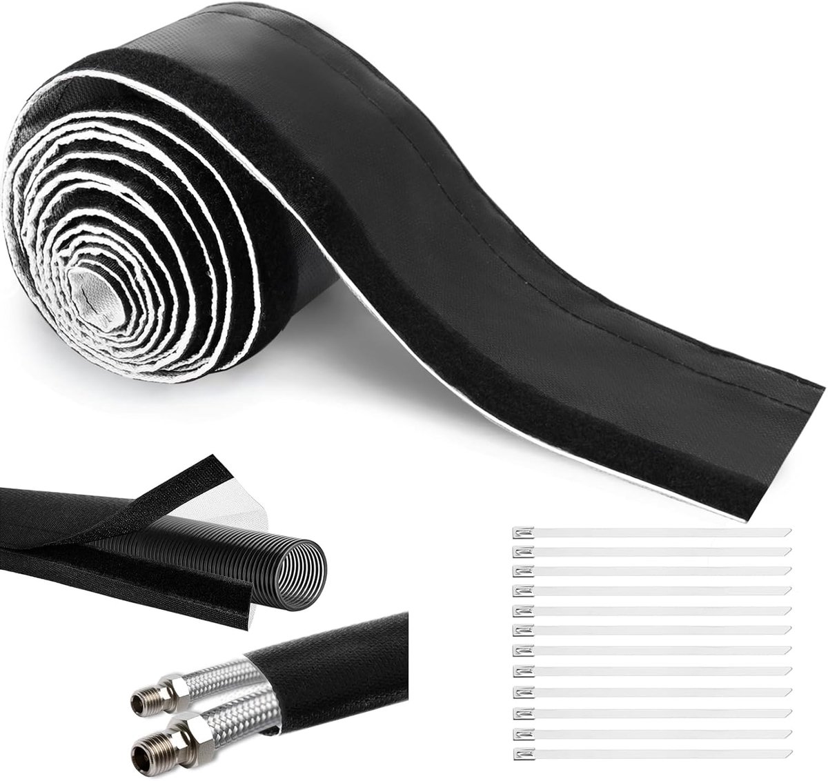 Hittebeschermingsslang, 19 mm binnendiameter x 3 m, zwart